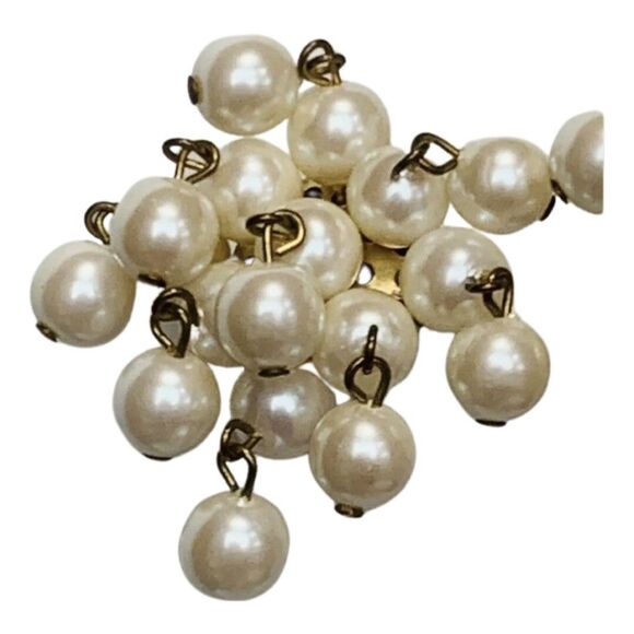 White Pearl Cluster Dangle Clip-On Statement Earrings 2" Wedding Jewelry - Picture 5 of 8